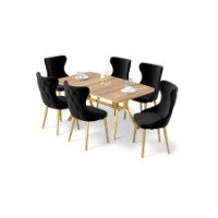 Комплект для столовой Hanah Home Esla Oak Gold Black фото №2 — интернет-магазин Desire.md