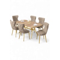 Комплект для столовой Hanah Home Esla Oak Gold Cappuccino фото №2 — интернет-магазин Desire.md