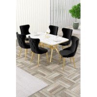 Комплект для столовой Hanah Home Esla White Marble Gold Black