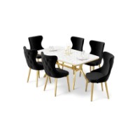 Комплект для столовой Hanah Home Esla White Marble Gold Black фото №2 — интернет-магазин Desire.md