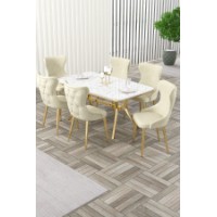 Комплект для столовой Hanah Home Esla White Marble Gold Cream