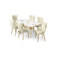 Комплект для столовой Hanah Home Esla White Marble Gold Cream фото №2 — интернет-магазин Desire.md