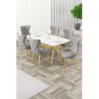 Комплект для столовой Hanah Home Esla White Marble Gold Grey