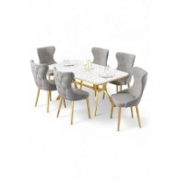 Комплект для столовой Hanah Home Esla White Marble Gold Grey фото №2 — интернет-магазин Desire.md