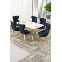 Комплект для столовой Hanah Home Esla White Marble Gold Anthracite