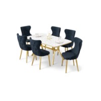 Комплект для столовой Hanah Home Esla White Marble Gold Anthracite фото №2 — интернет-магазин Desire.md