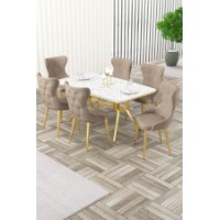 Комплект для столовой Hanah Home Esla White Marble Gold Cappuccino