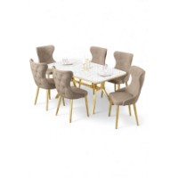 Комплект для столовой Hanah Home Esla White Marble Gold Cappuccino фото №2 — интернет-магазин Desire.md