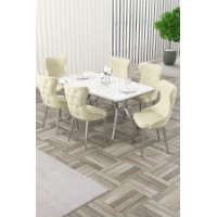 Комплект для столовой Hanah Home Esla White Marble Chrome Cream