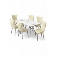Комплект для столовой Hanah Home Esla White Marble Chrome Cream фото №2 — интернет-магазин Desire.md