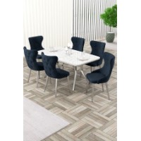 Set mobilă pentru bucătărie Hanah Home Esla White Marble Chrome Anthracite