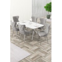 Комплект для столовой Hanah Home Esla White Marble Chrome Grey