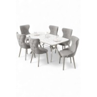 Комплект для столовой Hanah Home Esla White Marble Chrome Grey фото №2 — интернет-магазин Desire.md