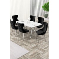 Комплект для столовой Hanah Home Esla White Marble Chrome Black