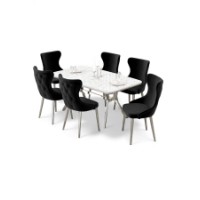 Комплект для столовой Hanah Home Esla White Marble Chrome Black фото №2 — интернет-магазин Desire.md