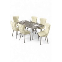 Комплект для столовой Hanah Home Esla Anthracite Chrome Cream фото №2 — интернет-магазин Desire.md