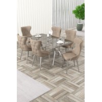 Set mobilă pentru bucătărie Hanah Home Esla Anthracite Chrome Cappuccino