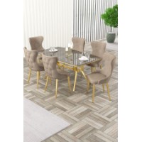 Комплект для столовой Hanah Home Esla Anthracite Gold Cappuccino