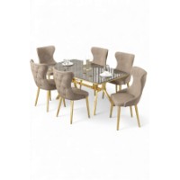 Комплект для столовой Hanah Home Esla Anthracite Gold Cappuccino фото №2 — интернет-магазин Desire.md
