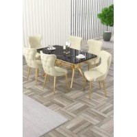 Комплект для столовой Hanah Home Esla Black Marble Gold Cream