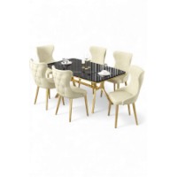 Комплект для столовой Hanah Home Esla Black Marble Gold Cream фото №2 — интернет-магазин Desire.md