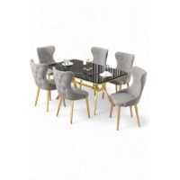 Комплект для столовой Hanah Home Esla Black Marble Gold Grey фото №2 — интернет-магазин Desire.md