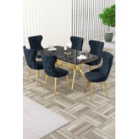 Комплект для столовой Hanah Home Esla Black Marble Gold Anthracite