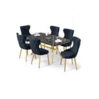 Комплект для столовой Hanah Home Esla Black Marble Gold Anthracite фото №2 — интернет-магазин Desire.md