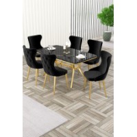 Комплект для столовой Hanah Home Esla Black Marble Gold Black