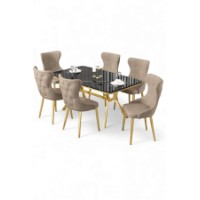 Комплект для столовой Hanah Home Esla Black Marble Gold Cappuccino фото №2 — интернет-магазин Desire.md