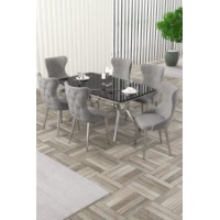 Комплект для столовой Hanah Home Esla Black Marble Chrome Grey