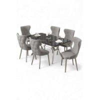Комплект для столовой Hanah Home Esla Black Marble Chrome Grey фото №2 — интернет-магазин Desire.md