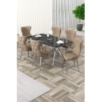 Комплект для столовой Hanah Home Esla Black Marble Chrome Cappuccino