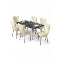 Комплект для столовой Hanah Home Esla Black Marble Chrome Cream фото №2 — интернет-магазин Desire.md