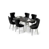 Set mobilă pentru bucătărie Hanah Home Esla Black Marble Chrome Black imaginea #2 — magazin online Desire.md