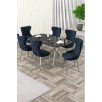 Комплект для столовой Hanah Home Esla Black Marble Chrome Anthracite