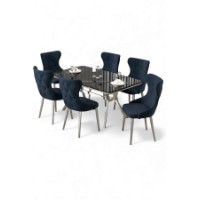 Комплект для столовой Hanah Home Esla Black Marble Chrome Anthracite фото №2 — интернет-магазин Desire.md