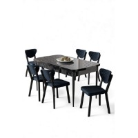 Комплект для столовой Hanah Home Exve Black Marble Anthracite фото №2 — интернет-магазин Desire.md