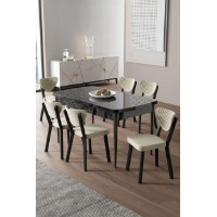 Комплект для столовой Hanah Home Exve Black Marble Cream
