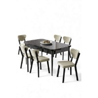 Комплект для столовой Hanah Home Exve Black Marble Cream фото №2 — интернет-магазин Desire.md