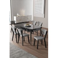 Комплект для столовой Hanah Home Exve Black Marble Grey