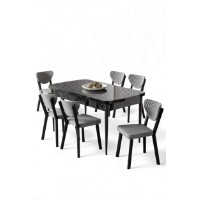 Комплект для столовой Hanah Home Exve Black Marble Grey фото №2 — интернет-магазин Desire.md