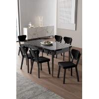 Set mobilă pentru bucătărie Hanah Home Exve Black Marble Black