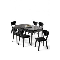 Set mobilă pentru bucătărie Hanah Home Exve Black Marble Black imaginea #2 — magazin online Desire.md