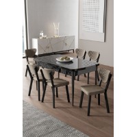 Комплект для столовой Hanah Home Exve Black Marble Cappuccino