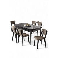 Комплект для столовой Hanah Home Exve Black Marble Cappuccino фото №2 — интернет-магазин Desire.md