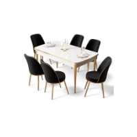 Комплект для столовой Hanah Home Nira White Gold Black фото №2 — интернет-магазин Desire.md