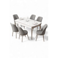 Комплект для столовой Hanah Home Nira White Chrome Grey фото №2 — интернет-магазин Desire.md