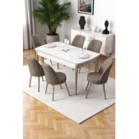 Комплект для столовой Hanah Home Nira White Chrome Cappuccino