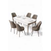 Комплект для столовой Hanah Home Nira White Chrome Cappuccino фото №2 — интернет-магазин Desire.md